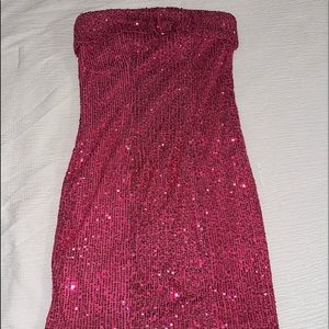strapless pink sparkly dress